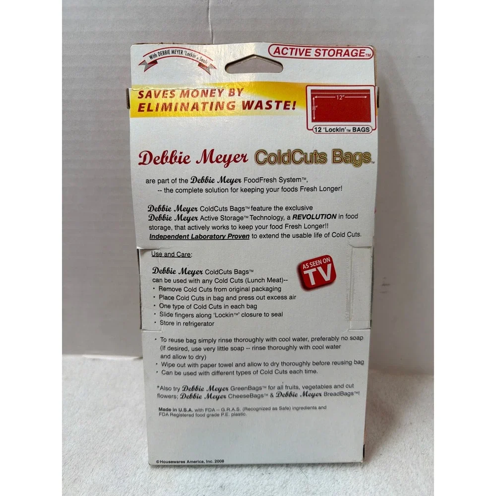 NOS Debbie Meyer ColdCuts Bags  12 Count Red Reusable Active Storage